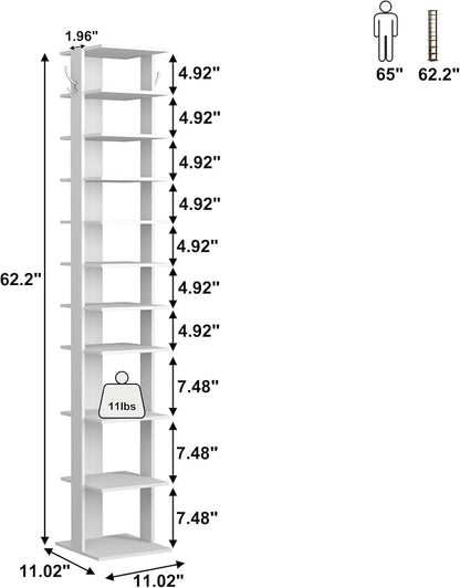 HOMEFORT 10-Tier Vertical Shoe Rack, Corner Shoe Tower, Slim Shoe Organizer - Image 3