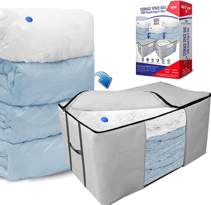 Cube Vacuum Storage Bags, Space Saver Bags, Premium Totes by KingdomHome