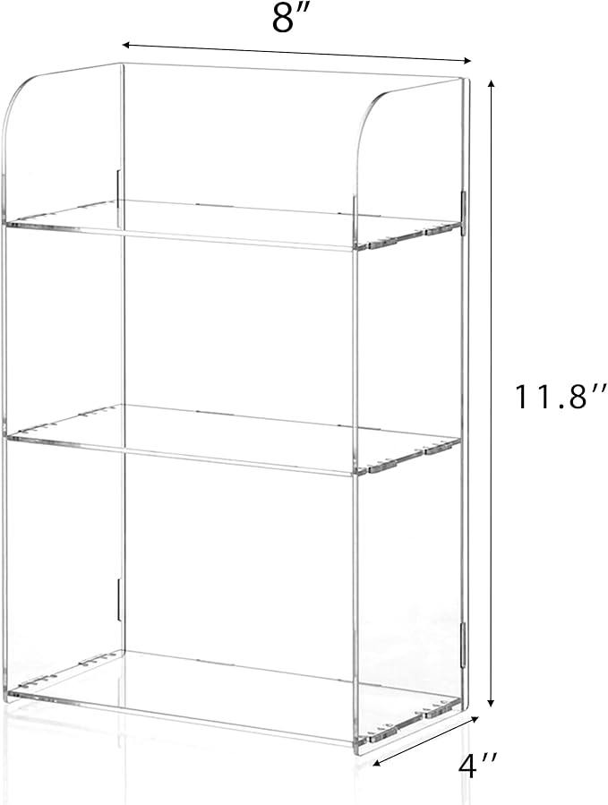 Jusalpha 3 Tier Clear Acrylic Bathroom Organizer Shelf - Image 3