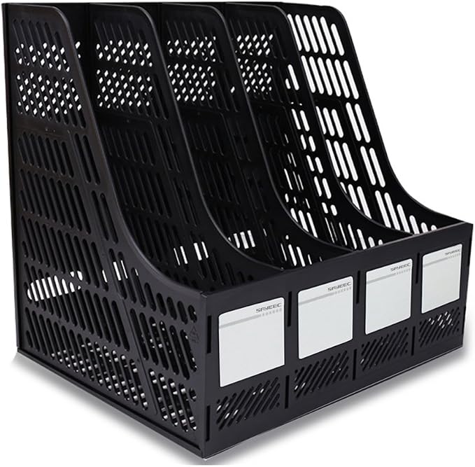 SAYEEC Desktop Magazine Holder Desk File Organizer 4 Compartments Vertical File by SAYEEC