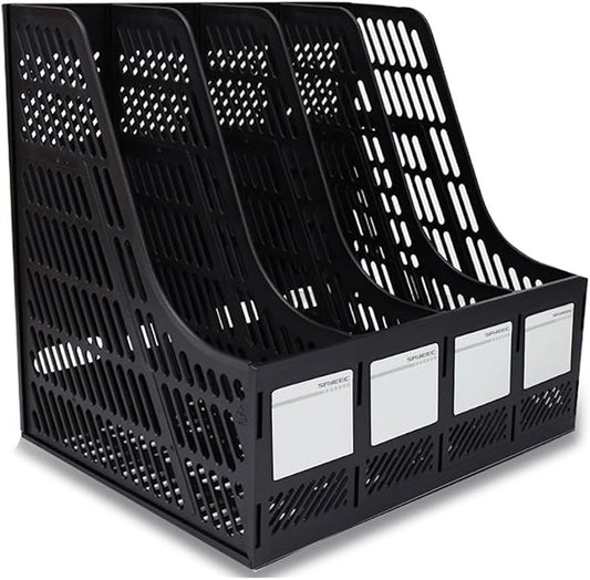 SAYEEC Desktop Magazine Holder Desk File Organizer 4 Compartments Vertical File by SAYEEC