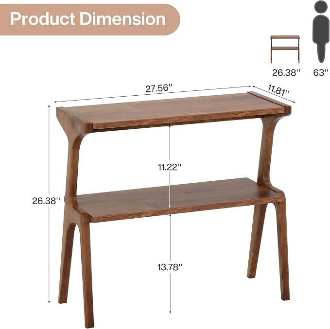 Set of 2 Solid Wood End Table, 2-Tier Side Table - Image 2