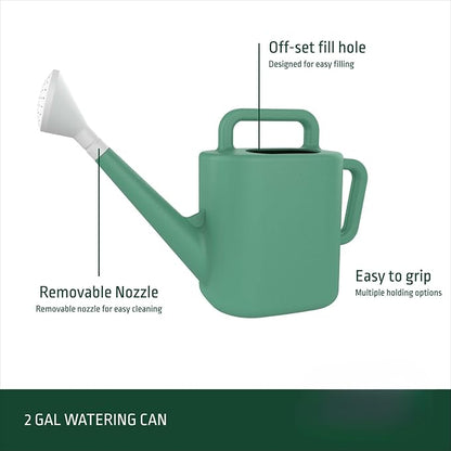 2 Gallon Resin Watering Can Green Lily – Top & Side Dual Handle - Image 3