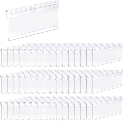 50 Pcs Clear Plastic Wire Shelf Label Holders, Basket Bin Labels Clip On by Bilkeru