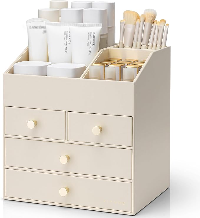 Vlando Makeup Organizer Countertop, Large Vanity Organizer PU Leather Make up by VLANDO