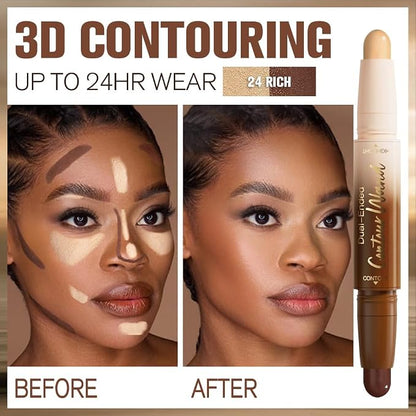 2Pcs Cream Contour Stick Face Body Makeup Dual Ended, Nude Light Beige & Nude - Image 3