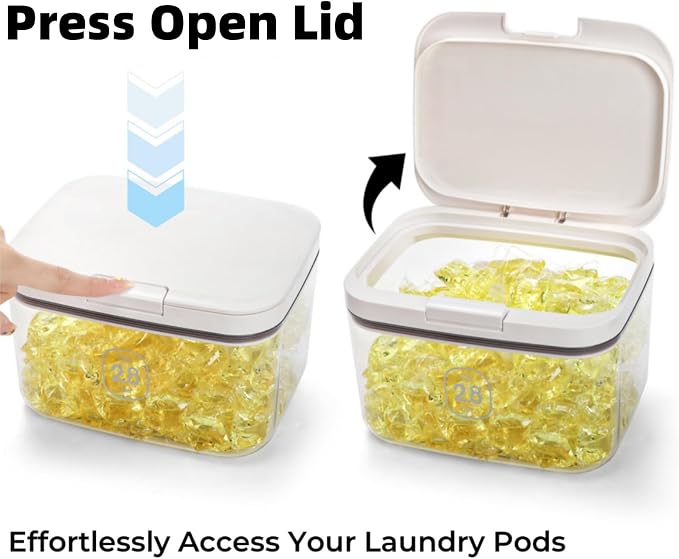 Tlence 94 OZ/2.8L Laundry Pods Container, One-Press Lid Laundry Powder Holder - Image 3