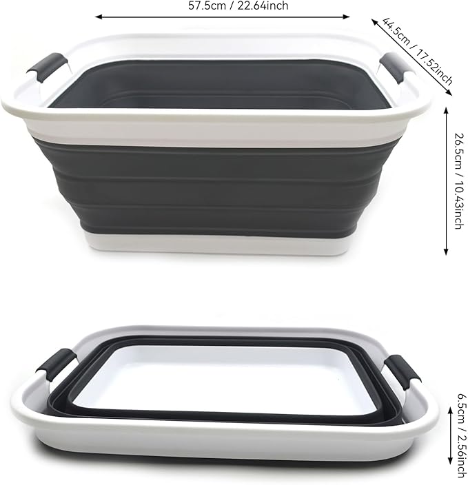 SAMMART 42L Set of 2 Collapsible Plastic Laundry Basket-Foldable Pop Up Storage - Image 5
