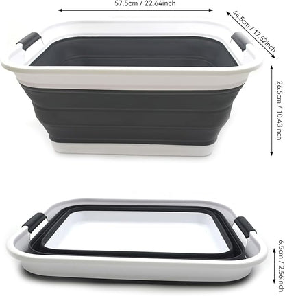 SAMMART 42L Set of 2 Collapsible Plastic Laundry Basket-Foldable Pop Up Storage - Image 5
