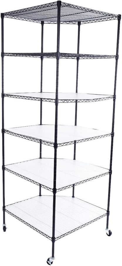 Bonnlo 6-Tier Rolling Heavy Duty Commercial Polygonal Corner Shelf Wire - Image 8