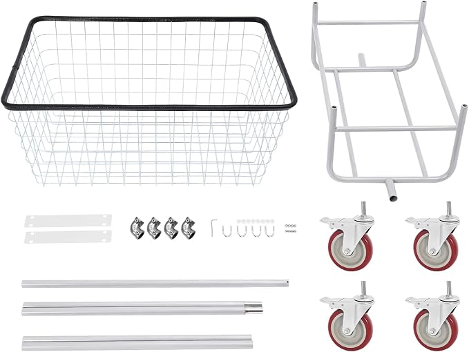 Wire Laundry Cart With Hanging Rack, 2.5 Bushel Wire Laundry Basket with Wheels - Image 8