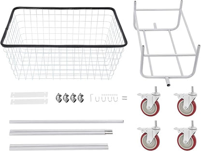 Wire Laundry Cart With Hanging Rack, 2.5 Bushel Wire Laundry Basket with Wheels - Image 8
