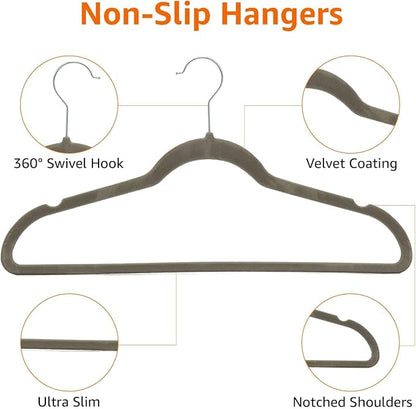 Amazon Basics Slim Velvet Non-Slip Space Saving Suit Clothes Hangers, Closet - Image 8