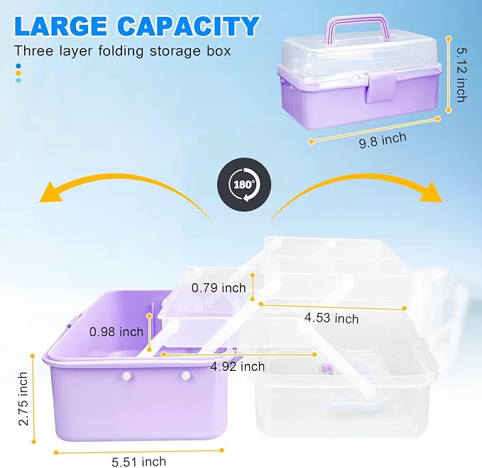 10Inch Tackle Box Organizer and Storage, Three-Layer Sewing Box - Image 2