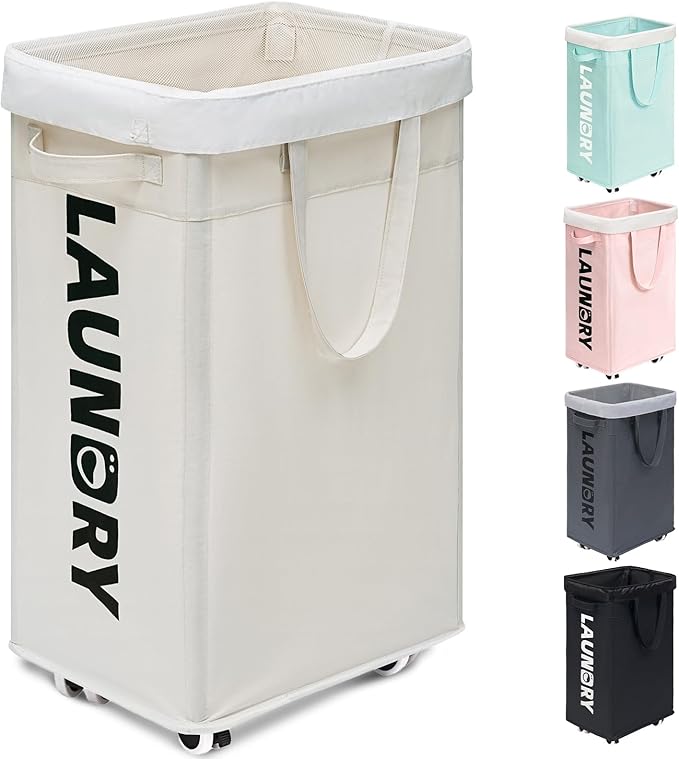 Goodpick Laundry Hamper with Wheels, 75L College Dorm Room Essentials, Clothes by Goodpick