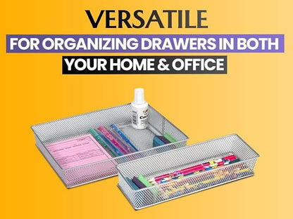 YBM HOME Silver Mesh Drawer Cabinet and or Shelf Organizer Bins, School Supply - Image 6