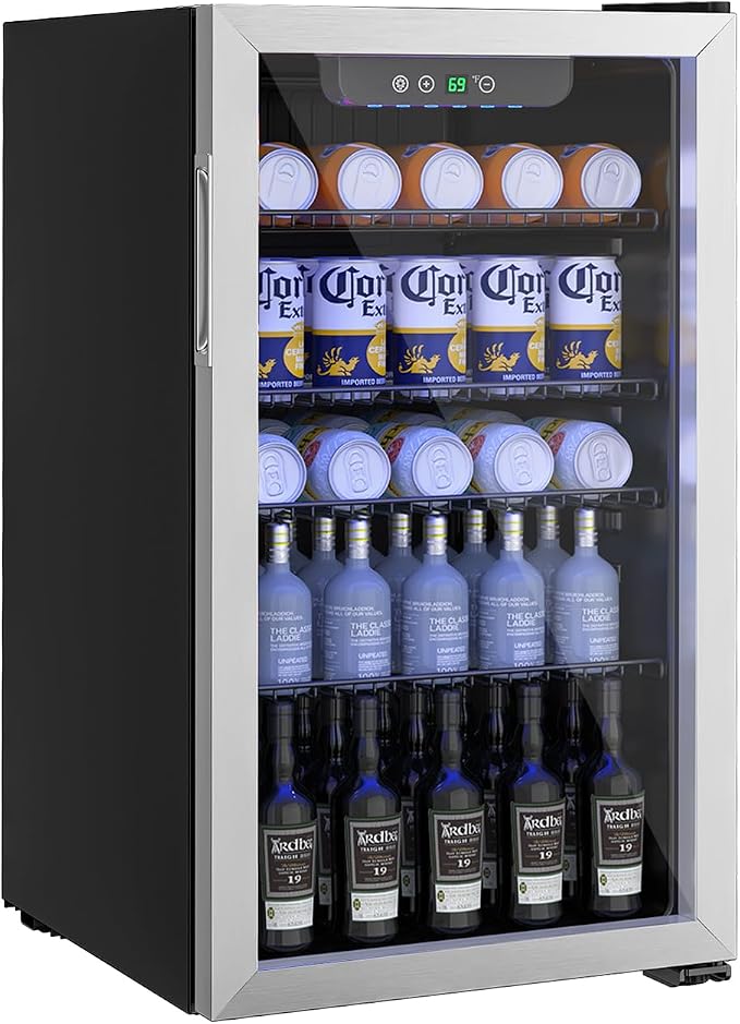Beverage Refrigerator and Cooler, 110 Can/3.1 Cu Ft Mini Fridge by Erivess