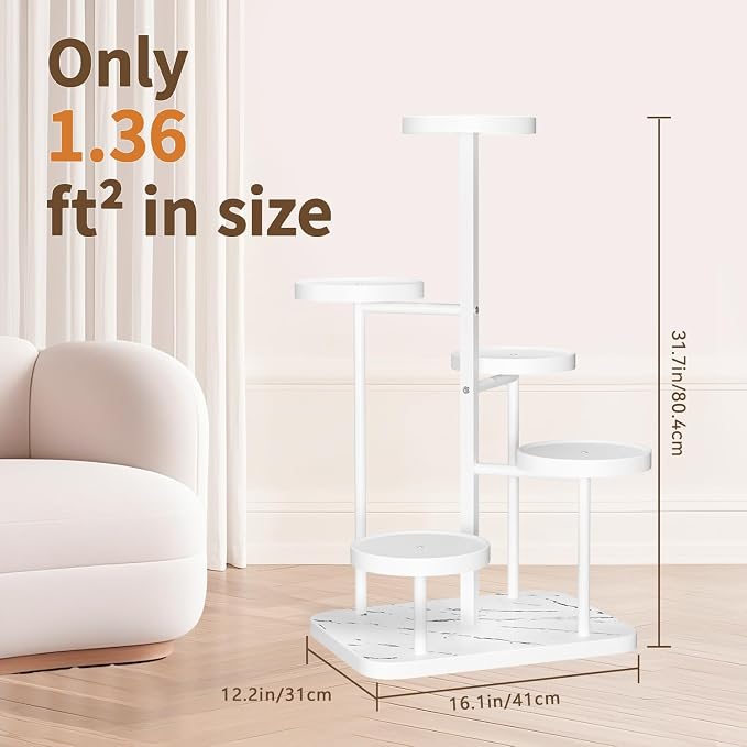 LASZOLA 5 Tier Tall White Plant Stand Rack Indoor Outdoor House, Heavy Duty - Image 7