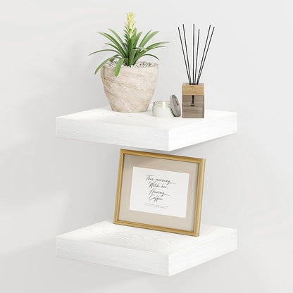 8 Inch Deep Floating Shelves White, Rustic Wood Floating Shelf by FunMemories