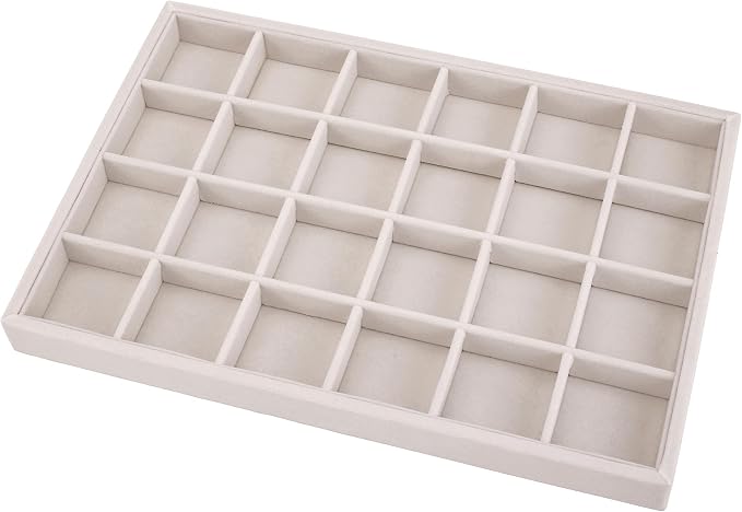 Mornajina 24 Grids Velvet Jewelry Tray Jewelry Display Tray, Stackable Empty by Mornajina