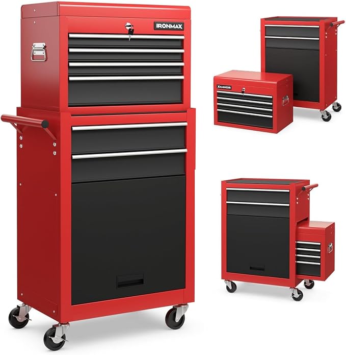 Goplus 6 Drawers Tool Chest, 2-in-1 Rolling Tool Box by Goplus