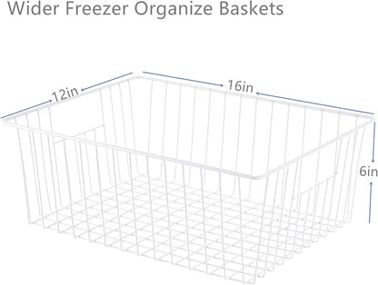 16" L x 12" W Wider Freezer Storage Organizer Baskets Container, Deep Metal - Image 6