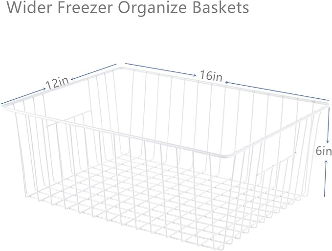 16" L x 12" W Wider Freezer Storage Organizer Baskets Container, Deep Metal - Image 6