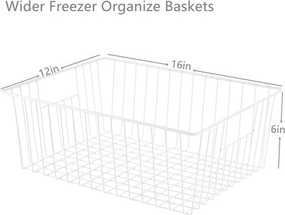 16" L x 12" W Wider Freezer Storage Organizer Baskets Container, Deep Metal - Image 6