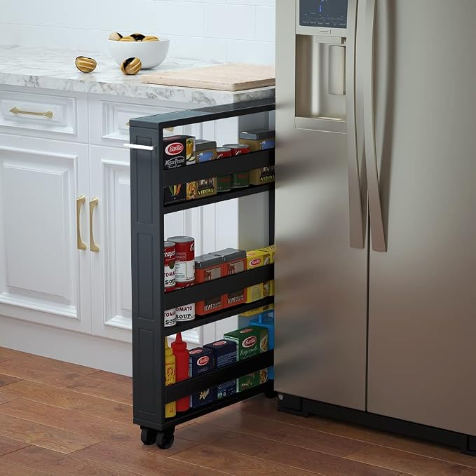 MUSEHOMEINC Compact Space Kitchen Pantry, 3-Tier Kitchen Removable Storage Cart by MUSEHOMEINC
