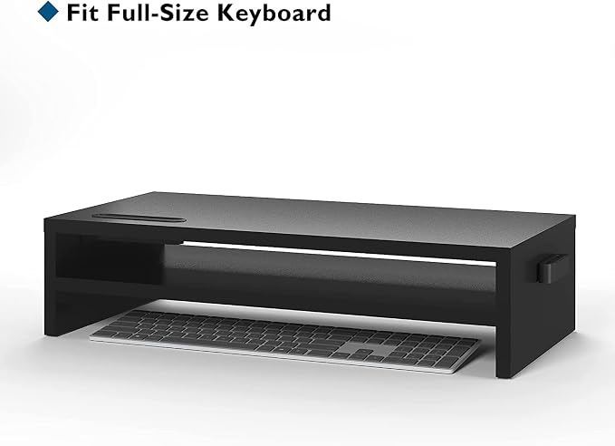 BONTEC Wood Monitor Stand Riser, 2-Tier Desktop Organizer - Image 2