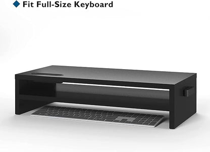 BONTEC Wood Monitor Stand Riser, 2-Tier Desktop Organizer - Image 2