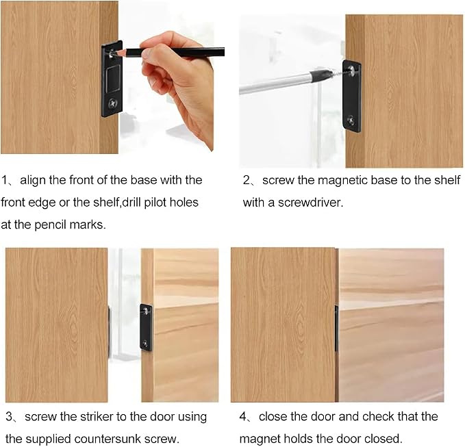 Mousike Magnetic Door Catch Ultra Thin Cabinet Magnets Stainless Steel Drawer - Image 5
