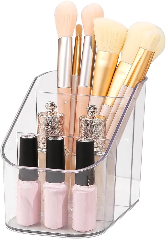 DASITON 3 Slots Makeup Brush Holder, Acrylic Make Up Brush Holder Organizer by DASITON