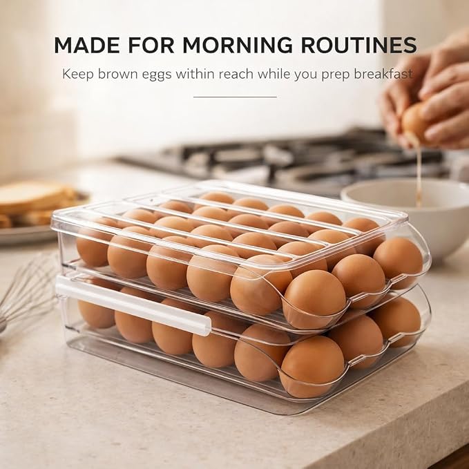 Egg Holder for Fridge with Rolling Auto Dispense, Egg Dispenser for Refrigerator - Image 5