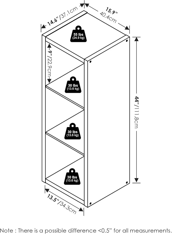 Furinno Cubicle Book Shelf, 3-Cube Bookshelf, Extra Thick Frame Horizontally & - Image 2