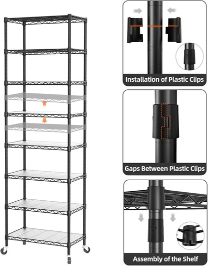 SINGAYE 8 Tier Shelf Organizer Storage Metal Shelves Garage Wire Shelving Unit - Image 6