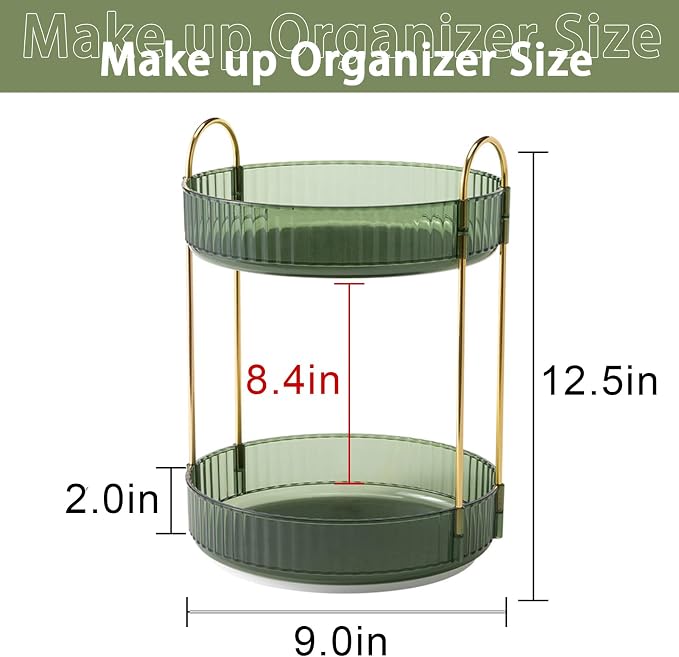 Rotating Makeup Organizer for Vanity, High-Capacity Skincare Make Up Storage - Image 2