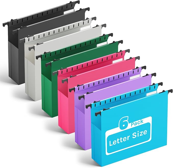 Ansook Extra Capacity Plastic Hanging File Folders Letter Size, Heavy Duty 2" by Ansook