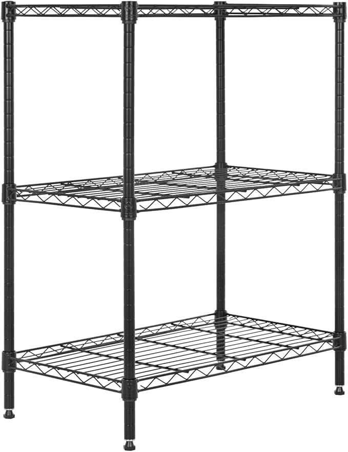 PayLessHere | 3-Tier Wire Shelf | 23"x13"x30" | Black | Adjustable Racks | by BestOffice