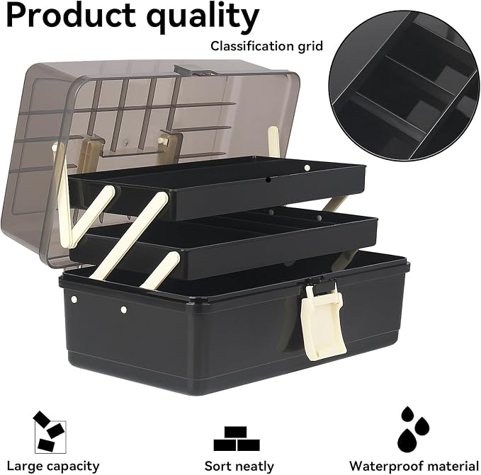 WEWLINE 13-Inch Art Storage Box 3-Layers Plastic Storage Box - Image 6