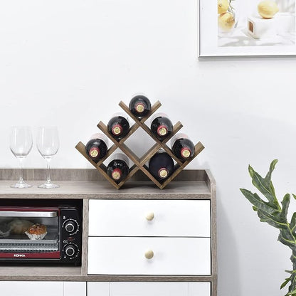 KIRIGEN Wooden Wine Rack, 8-Bottle 3-Tier Countertop Wine Holder, Holds 8 - Image 9