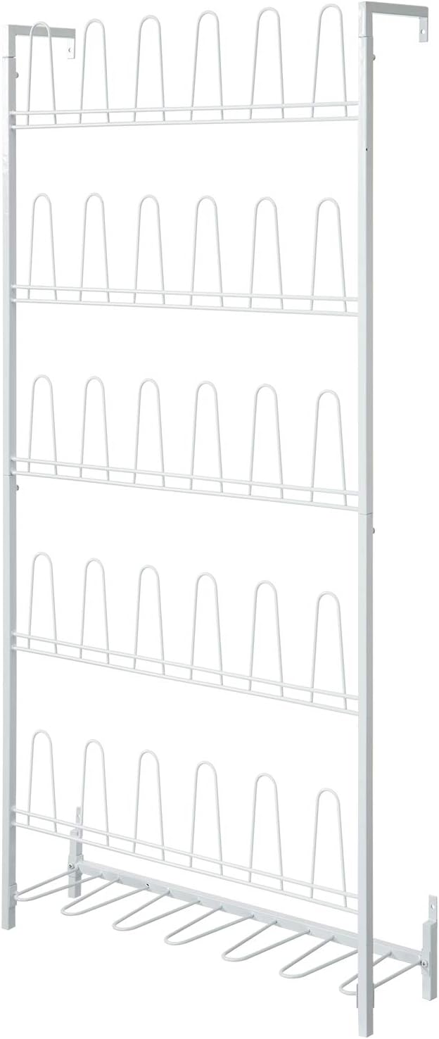MyGift Modern Matte White Metal Wall Shoe Rack in Closet, Mudroom and Entryway - Image 6