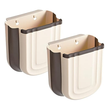 2 Pack Kitchen Hanging Trash Can, 2.4 Gallon / 9L Collapsible Waste Bin by Aimkeoulee