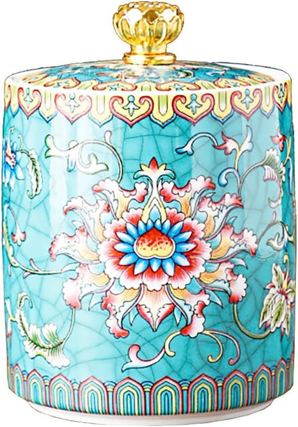 Enamel Ceramic Tea Caddy Tea Canister Tea Storage Container Tins Jar by Bicuzat