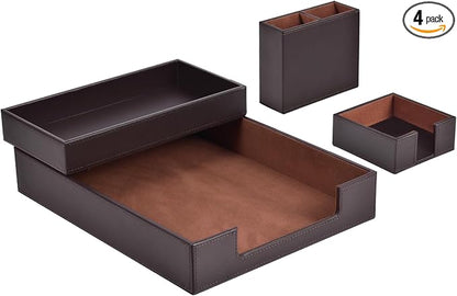 4 Pack Leather Office Supplies/Desk Organizer by RHCSZ