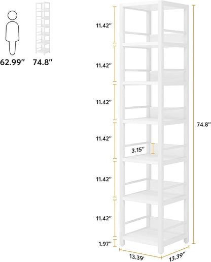 Tribesigns 6-Tier Corner Shelf, 75 Inch Tall Narrow Bookshelf Storage Rack - Image 2