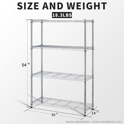 NChanmar 4 Tier Wire Shelving Unit Storage Shelves Shelf Organizer 54"x36"x14" - Image 3