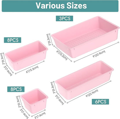 WOWBOX 25 PCS Plastic Drawer Organizer Set, 4 Sizes Desk Drawer Divider - Image 2