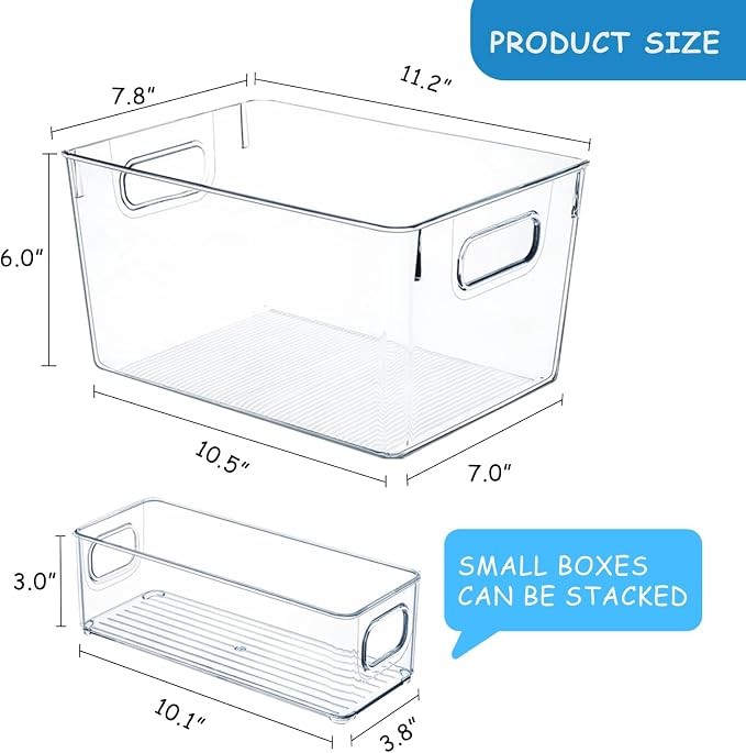 Clear Plastic Storage Bins-8 Pcs Pantry Organizers and Storage Containers - Image 3
