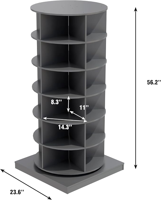 HomVent Rotating Shoe Rack, Wooden 6-Tier Spinning Shoe Rack Tower | 360° - Image 2
